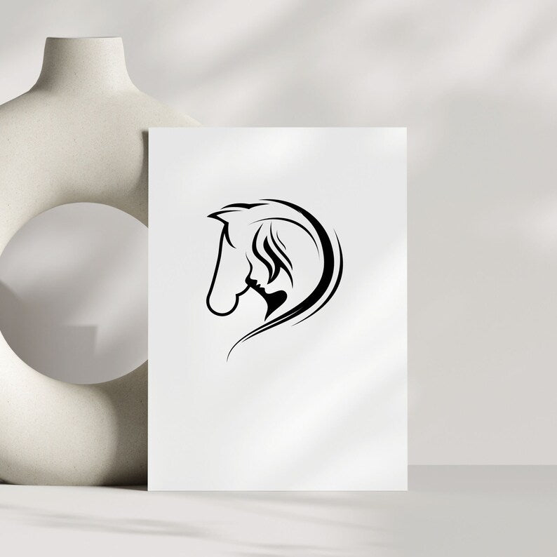 Horse Line Art\ Horses Line Drawing\ Line Digital File\ Laser Cutting Instant Download\ SVG & PNG file