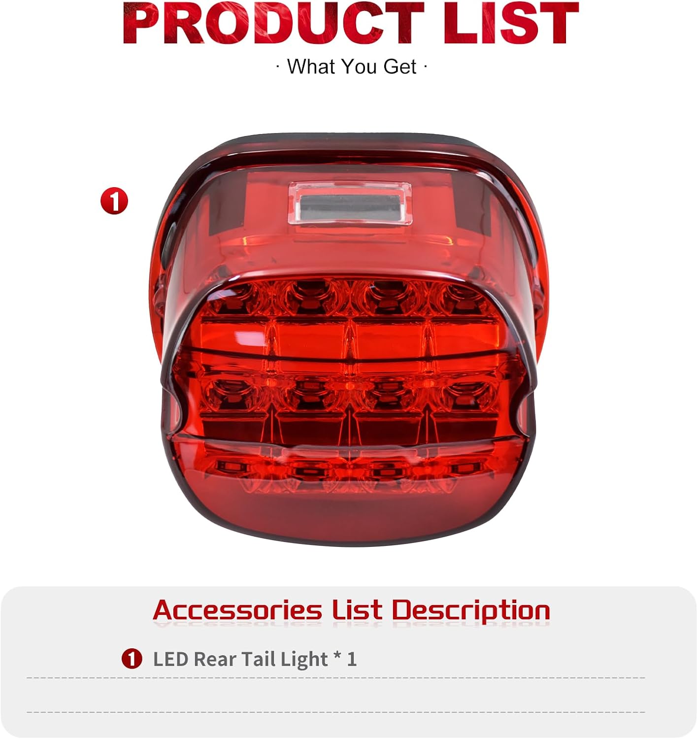 Motorcycle LED Brake Tail Light Rear Running License Plate Lamp Fit For Harley Touring Electra Glide Road King Street Glide Dyna Softail Street Fat Bob Sportster (Red LED Brake Tail Light)