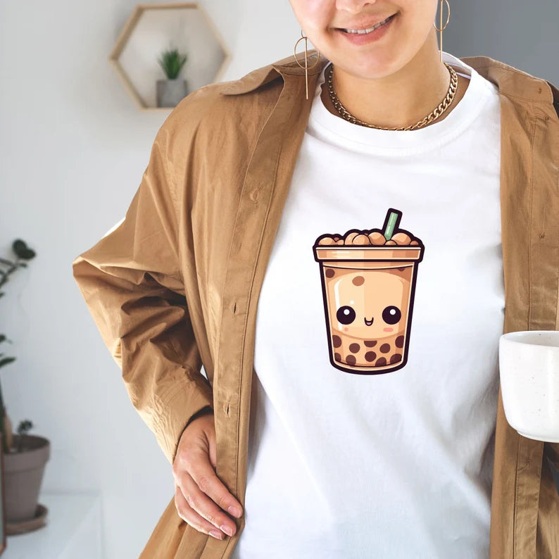 Bubble tea SVG\Boba tea layered\cut file Kawaii\drink Cute food\Boba Tea lover Summer\Funny Cartoon Kid Shirt design\Silhouette Cricut Vinyl