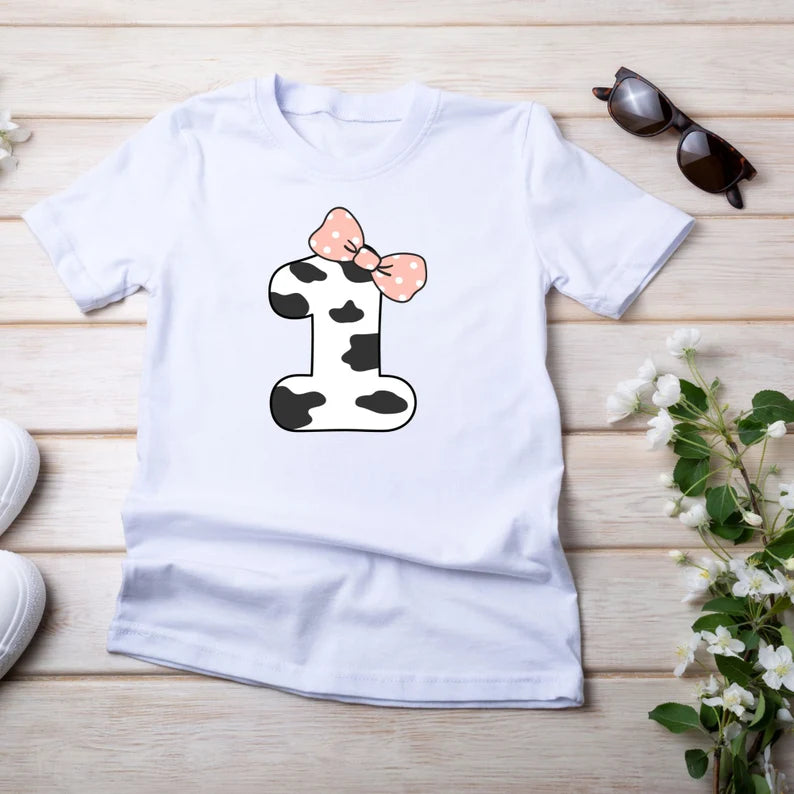 Cow number birthday svg\ 1st birthday svg\ Cow print svg\ Birthday girl Kid cow svg\ Kids cut file\ Birthday gift\ Birthday party shirt PNG