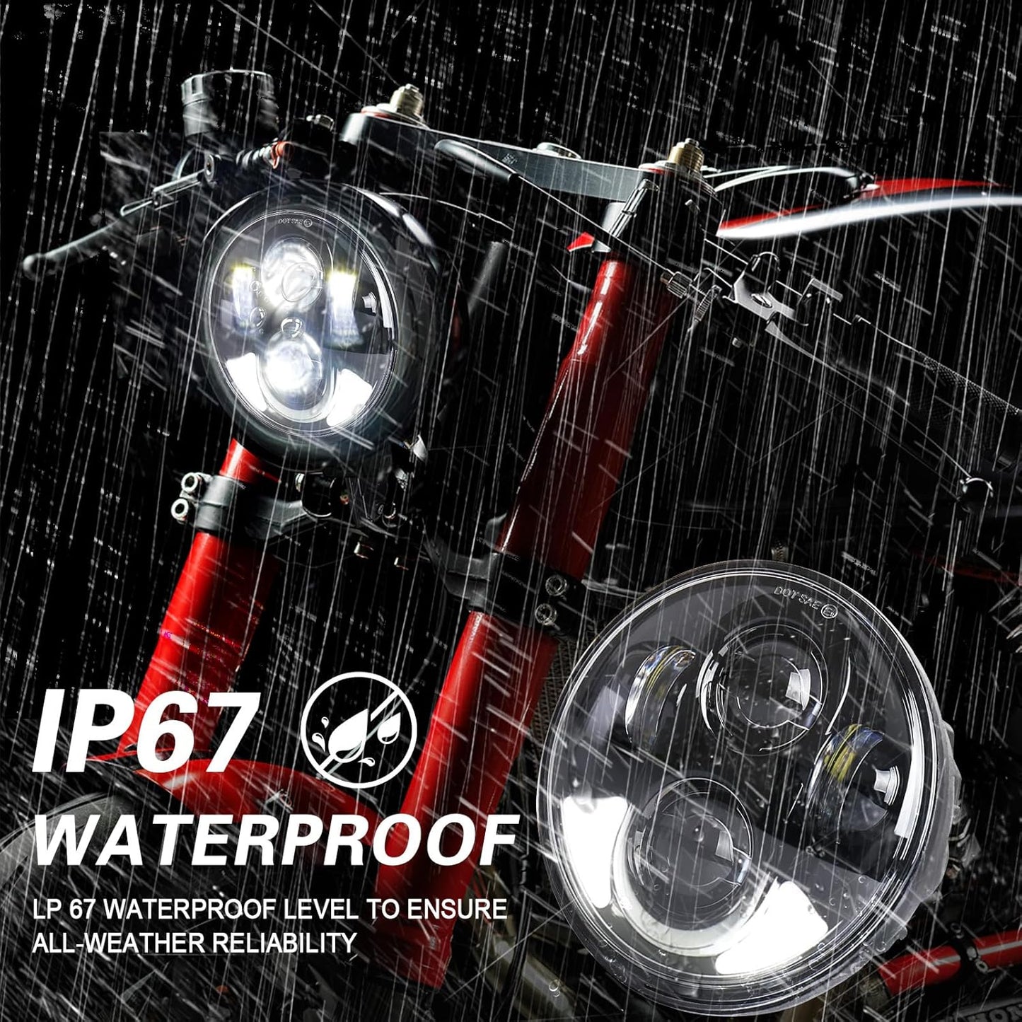 5 3/4" 5.75 Inch LED Headlight Motorcycle DRL White Horns with 5.75 Inch Housing Bucket for Sportster Softail Dyna Shadow Road Star
