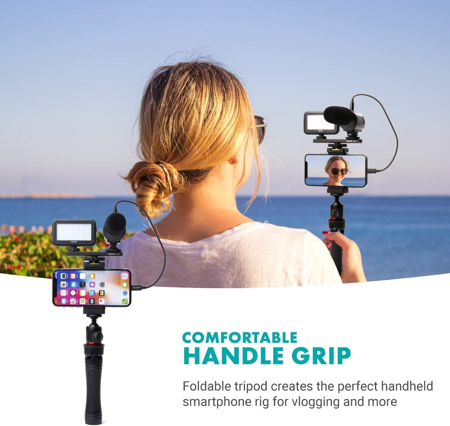 iVlogger Vlogging Kit for iPhone - Lightning Compatible YouTube Starter Kit for Content Creators - Accessories: Phone Tripod, Phone Mount, LED Light and Shotgun Microphone