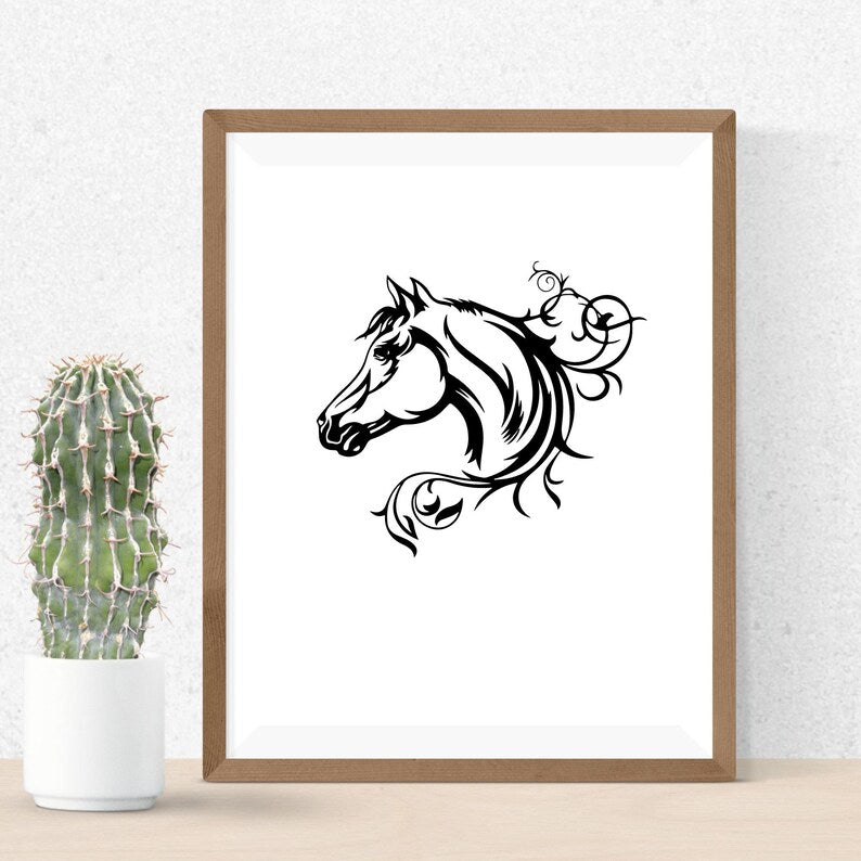 Horse Line Art\ Horses Line Drawing\ Line Digital File\ Laser Cutting Instant Download\ SVG & PNG file
