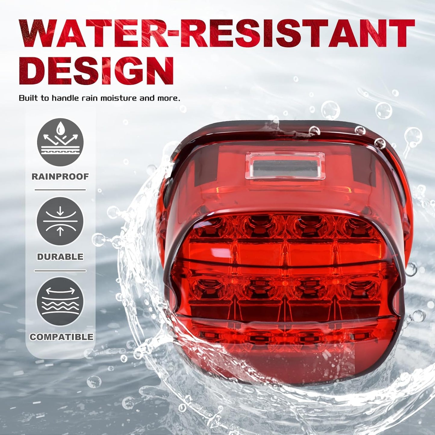 Motorcycle LED Brake Tail Light Rear Running License Plate Lamp Fit For Harley Touring Electra Glide Road King Street Glide Dyna Softail Street Fat Bob Sportster (Red LED Brake Tail Light)