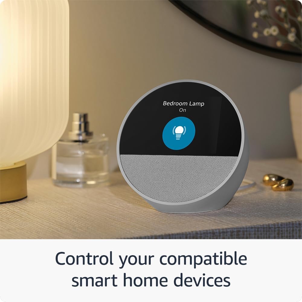 Echo Spot (newest model), Great for nightstands, offices and kitchens, Smart alarm clock with Alexa, Black