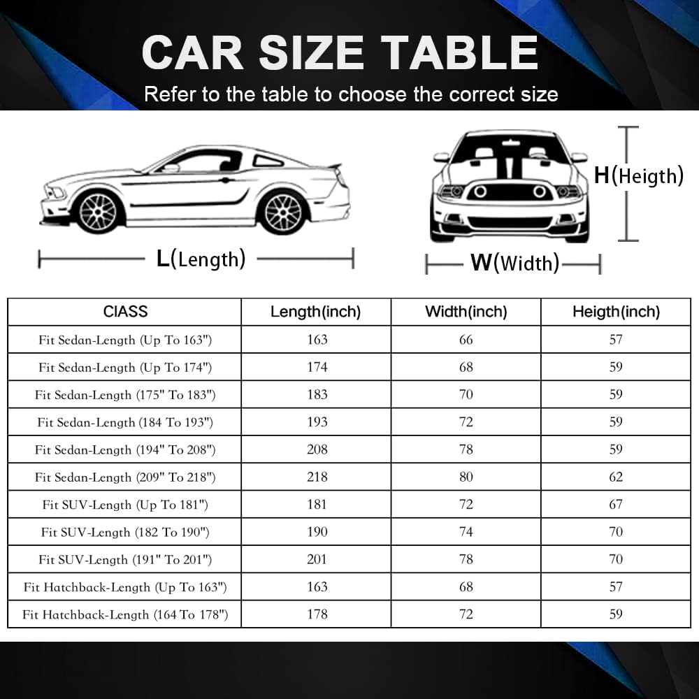 Car Cover for Automobiles All Weather Waterproof, Universal Fit
