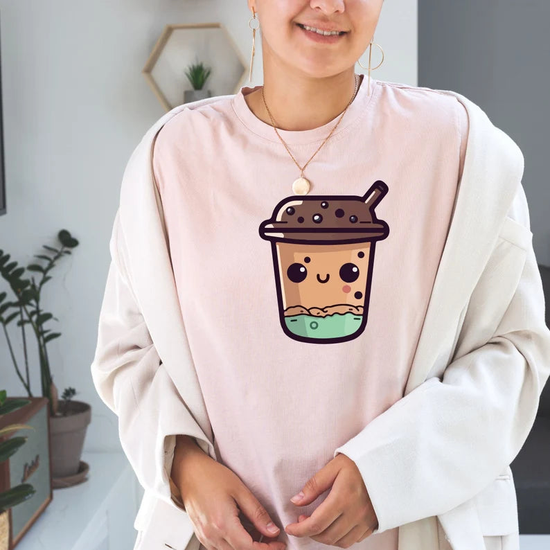 Bubble tea SVG\Boba tea layered\cut file Kawaii\drink Cute food\Boba Tea lover Summer\Funny Cartoon Kid Shirt design\Silhouette Cricut Vinyl