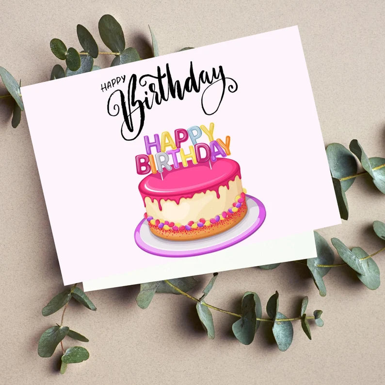 Printable Birthday Card\ Happy Birthday Card Printable\ Digital Birthday Card\ Birthday Card with Flowers\ Birthday Card Instant Download