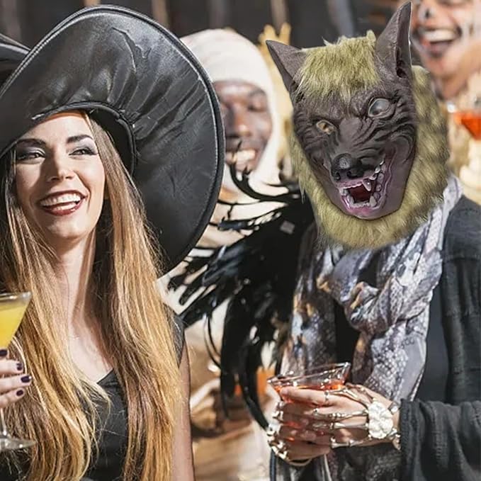 Costume da mannaro, maschera mannaro costume di Halloween Maschera realistica e 1 paio di guanti zampe per il cosplay da festa di Halloween vestirsi