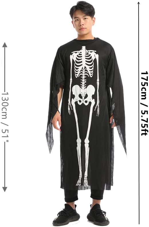 Halloween Skeleton Coat + Face Mask + Gloves Set Costumes Halloween Cosplay Fancy Dress Party
