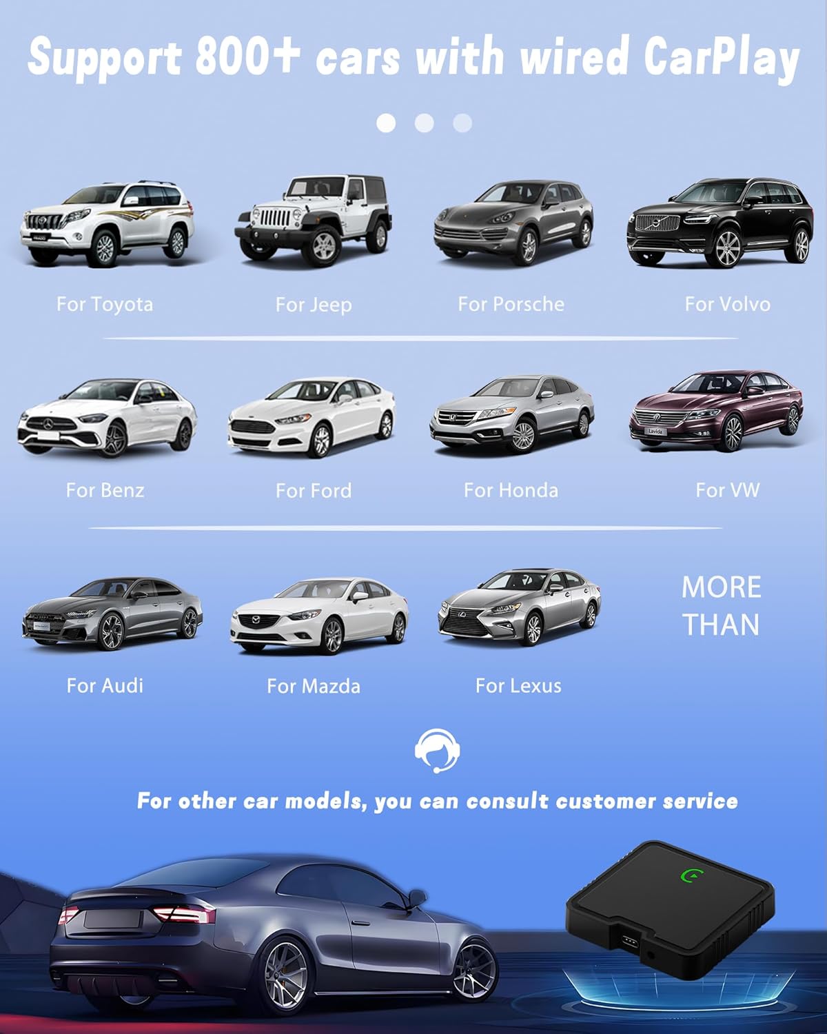 Wireless Carplay Adapter 2025 Ai Box for iPhone & Android Auto with Netflix YouTube Supports TF card Dongle Plug and Play Easy Setup Carplay Video entertainment box for iOS 10+ and cars after 2015 Car