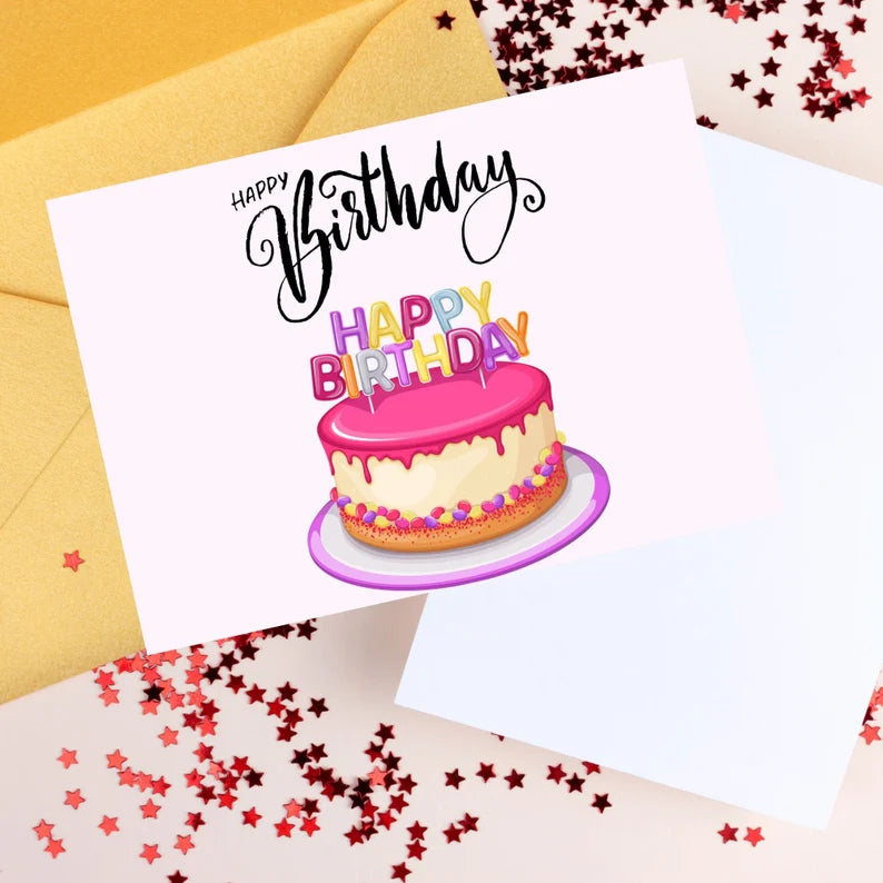 Printable Birthday Card\ Happy Birthday Card Printable\ Digital Birthday Card\ Birthday Card with Flowers\ Birthday Card Instant Download