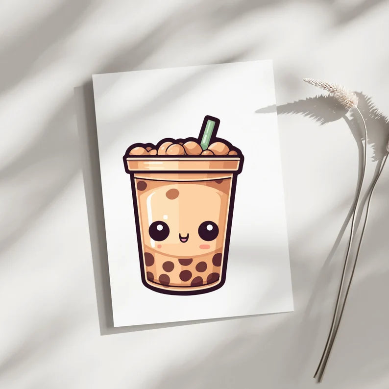 Bubble tea SVG\Boba tea layered\cut file Kawaii\drink Cute food\Boba Tea lover Summer\Funny Cartoon Kid Shirt design\Silhouette Cricut Vinyl