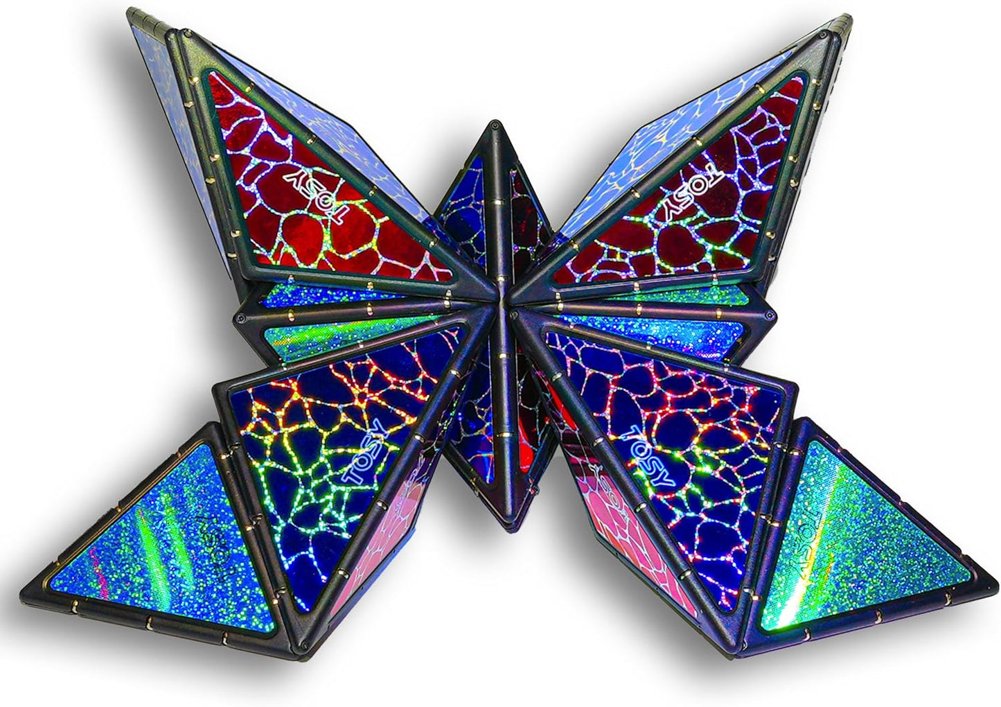 Magnet Pyramid Stone - 1 Cube Transforms into 1 Billion Shapes, 14 pcs (12 Puzzle pcs and 2 Accessories), 243 Rare Earth Magnets, Holographic Design Magnet Tiles Creative Puzzle STEM/STEAM Toy