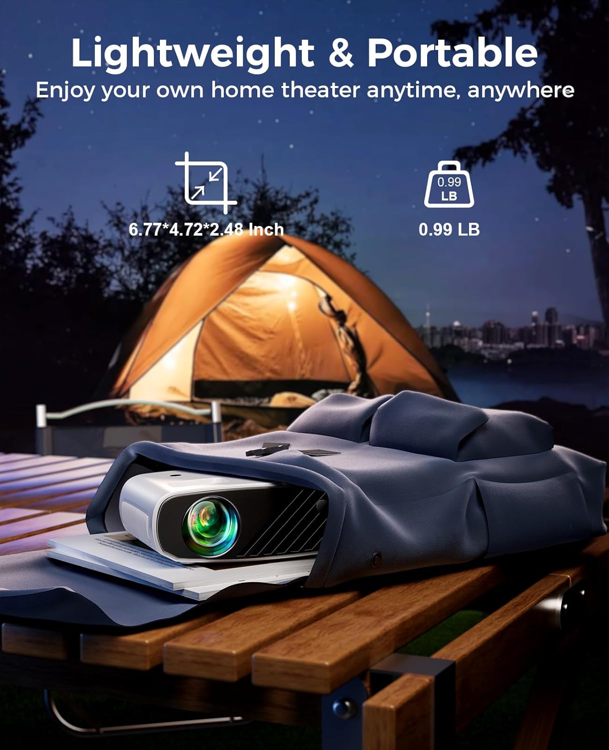 Mini Projector for iPhone, 2025 Upgraded 1080P HD Projector, 8000L Portable Projector with Tripod, Movie Projector Compatible with Android/iOS/Windows/TV Stick/HDMI/USB