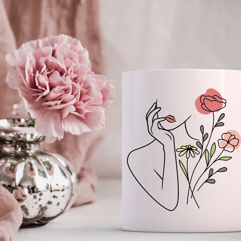 Floral Woman Svg Design\ Floral Body Svg\ Woman Line Drawing Svg\ Floral Shirt Svg\ Flower Woman Svg Png Dxf Eps Files Digital Download