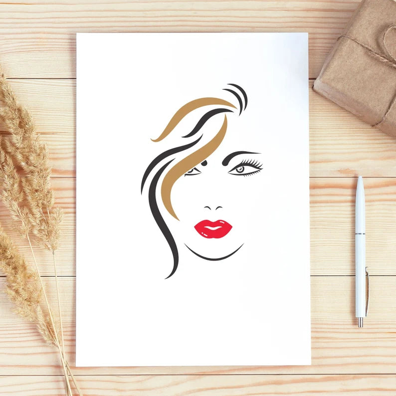 Beauty Face Svg\ Woman Beauty Human Happy Face Svg\ Glamour Lady Svg\ Perfection Lipstick Svg\ Eyelashes Svg\ Makeup Svg\ Silhouette Circut