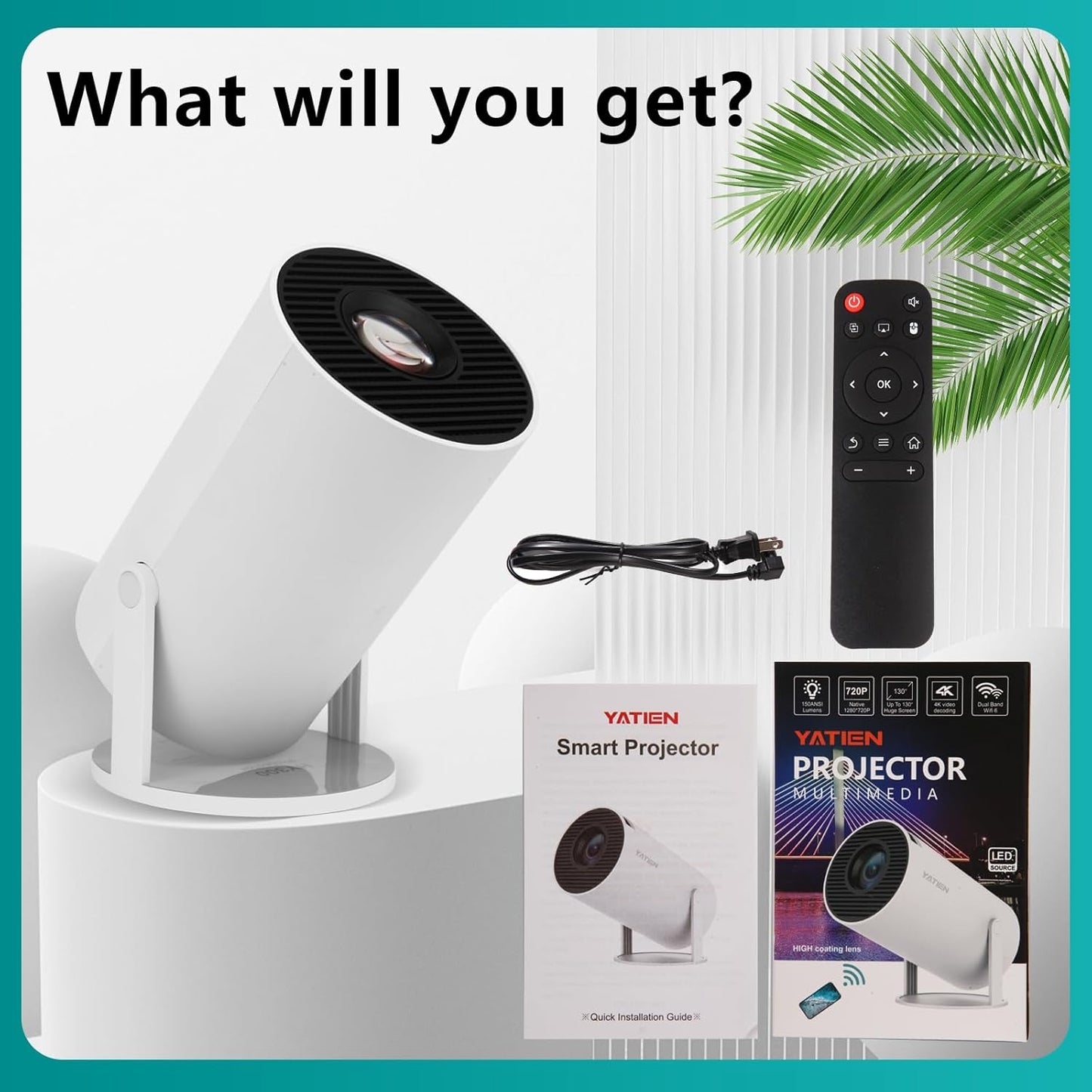 Mini projector portable projector movie home cinema bedroom student dorm projector watch soccer competition basketball match for laptop smartphone build in TV stick play game PS5 Switch