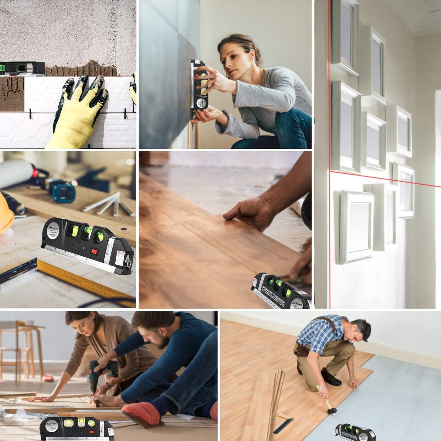 Laser Level Line Tool, Multipurpose Laser Level Kit Standard Cross Line Laser leveler Beam Tool with Metric Rulers 8ft/2.5M for Picture Hanging cabinets Tile Walls