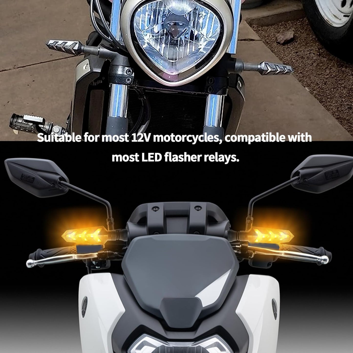 4PCS Motorcycle Turn Signals Kit with Flowing Amber LED Lights,M10 12V LED Motorcycle Lights for MMotorcycle Blinkers,Personalized MMotorcycle Accessories for Motorbike Scooter Off Road