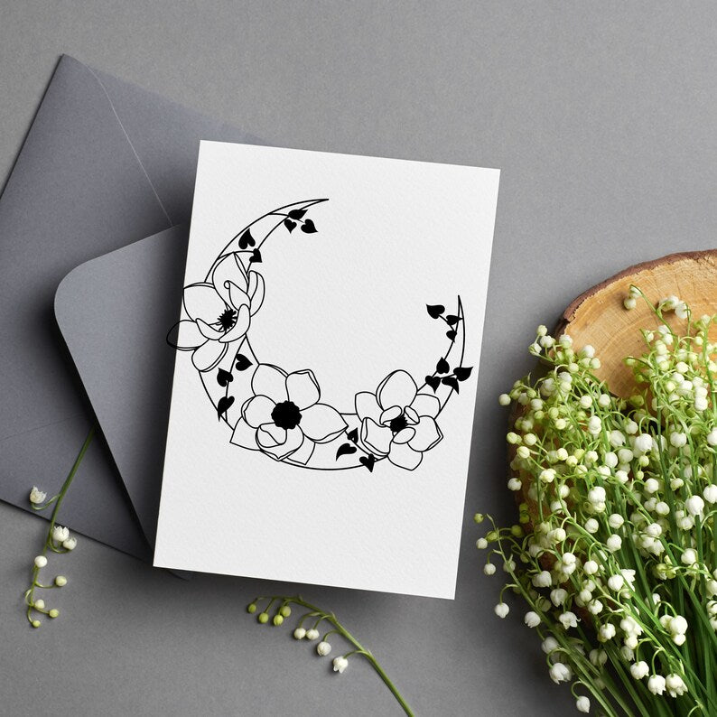 Floral moon svg bundle\ Moon with flowers svg\ dxf png jpg\ Celestial moon svg bundle\ Moon flower with feathers svg\ Instant Download