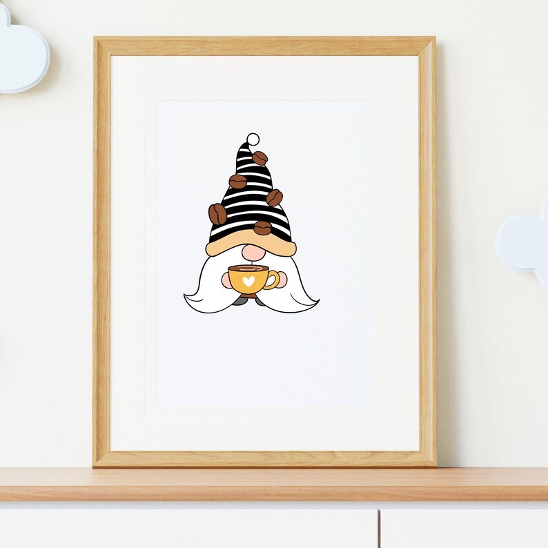 Coffee Lover Gnome PNG\ Clipart Bundle of 6 Cute Gnome PNG\ Gnomes Clipart PNG Bundle