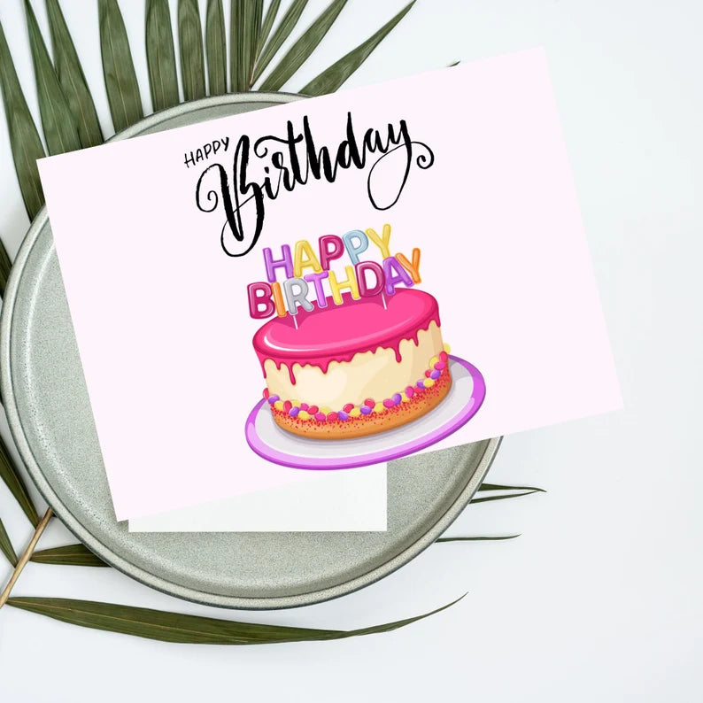 Printable Birthday Card\ Happy Birthday Card Printable\ Digital Birthday Card\ Birthday Card with Flowers\ Birthday Card Instant Download