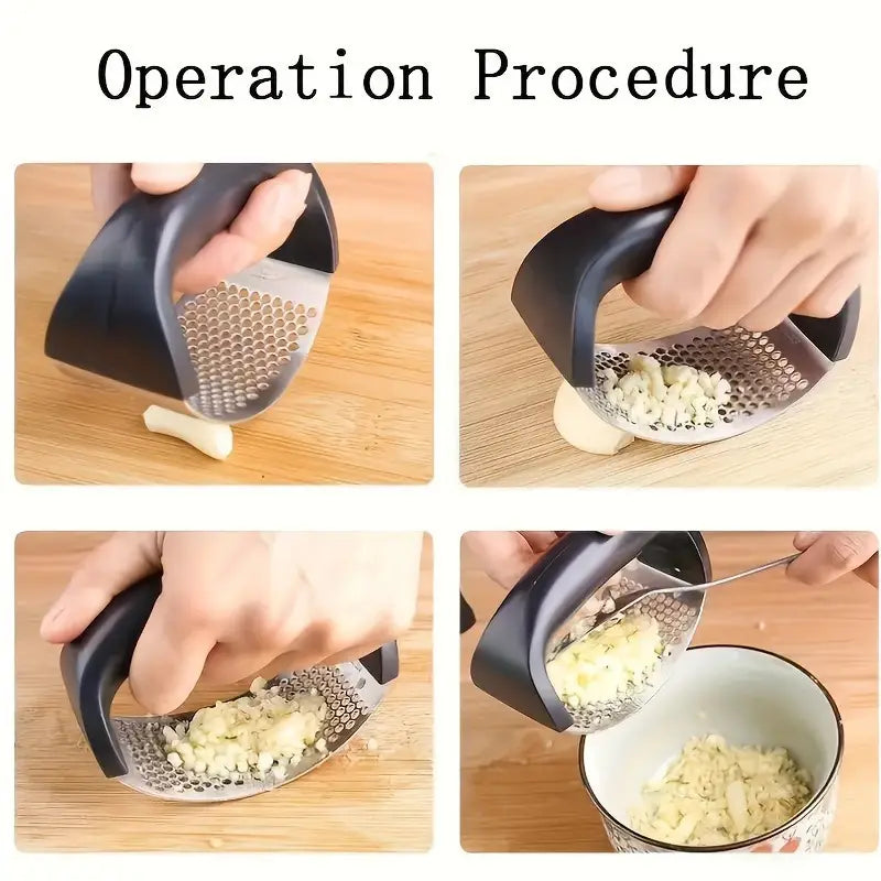 Manual Circular Kitchen Garlic Stripper with Rocker Arm, Washable Metal Garlic Masher for Food Contact, Ideal for Home & College Dorm Essentials, Food Preparation Essentials | Modern Kitchen Tool | Durable Kitchenware
