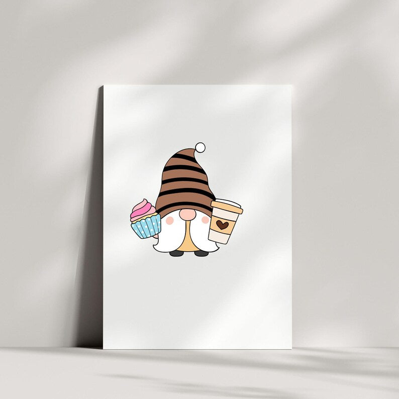 Coffee Lover Gnome PNG\ Clipart Bundle of 6 Cute Gnome PNG\ Gnomes Clipart PNG Bundle