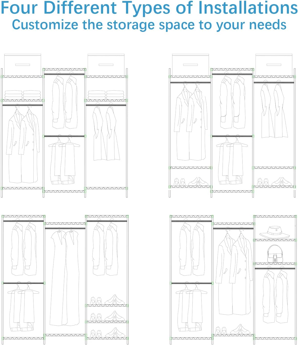 Heavy Duty Covered Clothes Rack Portable Bedroom Armoires Rack, Black Metal Clothing Rack with Black Cover, Adjustable Custom Freestanding Closet Wardrobe, Max Load 800LBS