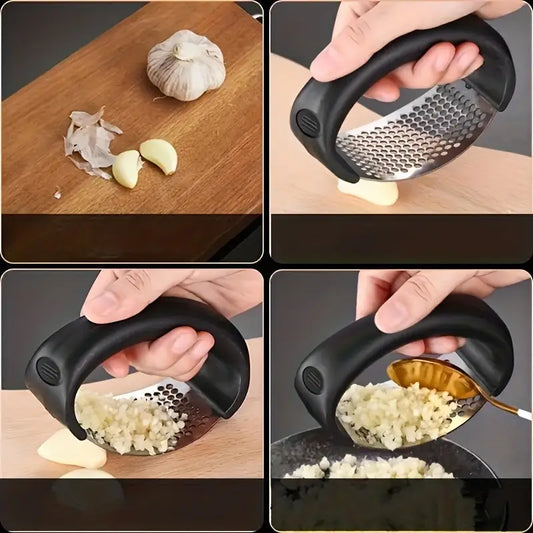 Manual Circular Kitchen Garlic Stripper with Rocker Arm, Washable Metal Garlic Masher for Food Contact, Ideal for Home & College Dorm Essentials, Food Preparation Essentials | Modern Kitchen Tool | Durable Kitchenware
